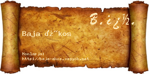 Baja Ákos névjegykártya